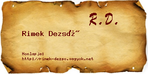 Rimek Dezső névjegykártya